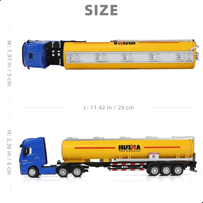 Tanker Semi Truck Toy, Large 1/50 for MAX Diecast Model Oil Tank Metal Transport Truck, Semi Truck and Trailer Gifts for Boys Adult Model Car Collector -BlueYellow