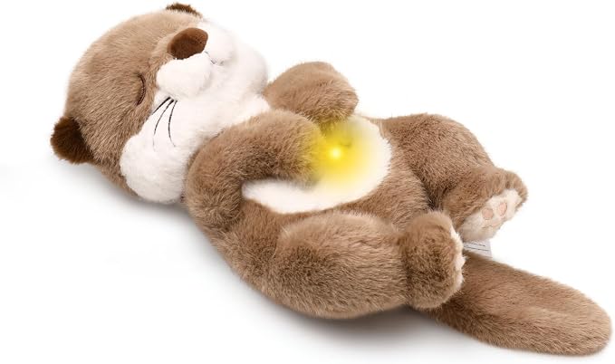 LUKETURE Breathing Otter Plush Toy with Rhythmic Motion, Soft Night Light & White Noise, Calming Plush Companion for Relaxation, Cozy Sleep Aid Stuffed Animal for Home & Travel