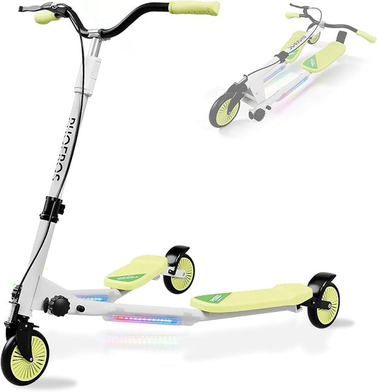PHOEROS Upgraded Swing Wiggle Scooter,3 Wheels Drifiting Kick Scooter for Kids Ages 6-12,Teens&Adults,Youth Drifting Scooter with LED Light/4 Height Adjustable/Foldable Best Gift for Kids