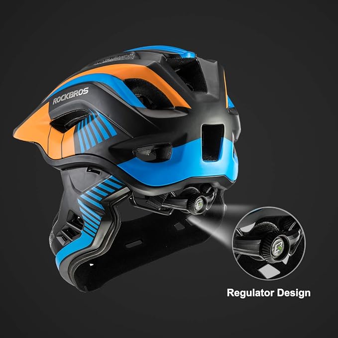 ROCKBROS Kids Full Face Helmet Kids Bike Helmets Lightweight Toddler Mountain Bike Helmet Detachable for MTB BMX Skating Cycling Scooter Safety Bicycle Helmets for Youth Child Boys Girls Ages 3-16