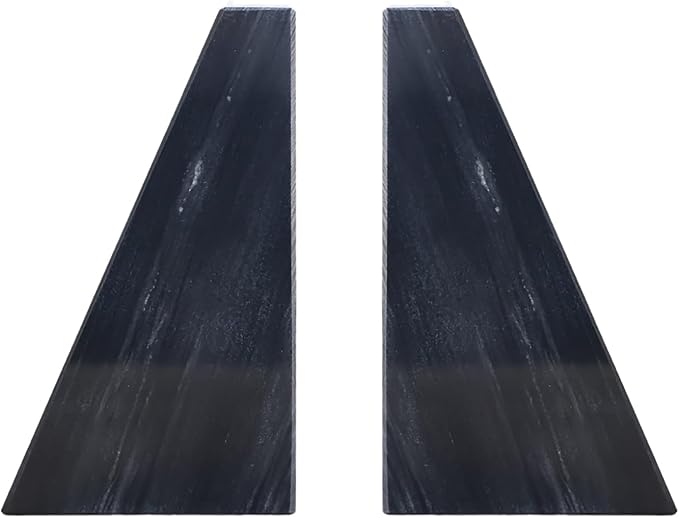 Fox Run 100% Natural Polished Marble Bookends, Black, Set of 2, Smaller Triangular