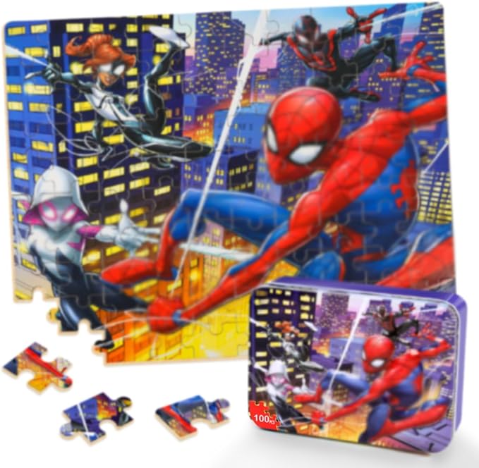 100 Pieces Jigsaw Puzzles for Kids Ages 4-8,Cool Spider Toy Puzzles,Kid Boys Girls Children Learning Educational Puzzless Portable Box Pack Toys