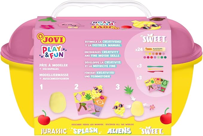 Jovi - Play&Fun Sweet, Fruit Character kit for Children with Modeling Clay | Includes Cutouts, 24 Non-Drying Clay Sticks and Tools to Create Fruit Characters, DIY Art for Kids