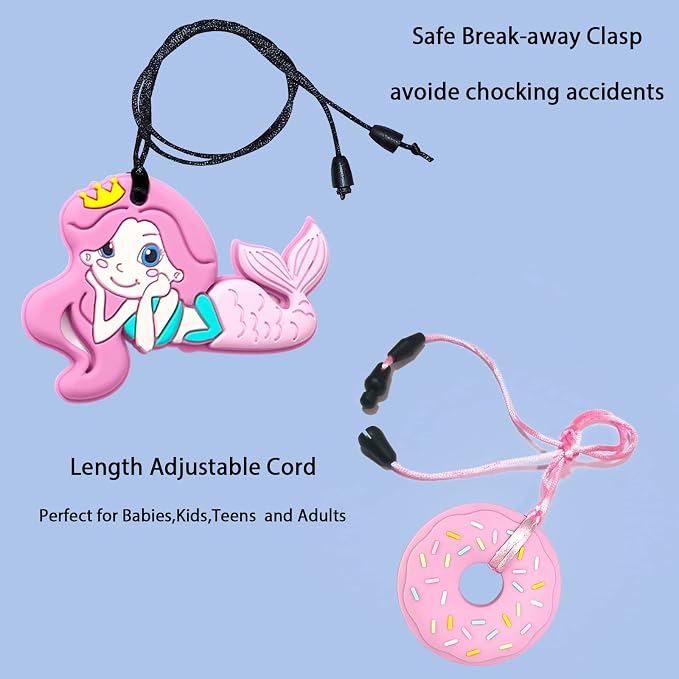 Chew Necklaces for Sensory Kids 5 PCS Chewy Necklaces that Like Biting or Have Autism-Perfectly Textured Chewelry Kid Girl Teether Chewing Toys-Chewy Children Chew Toys for Aggressive Chewers Kids