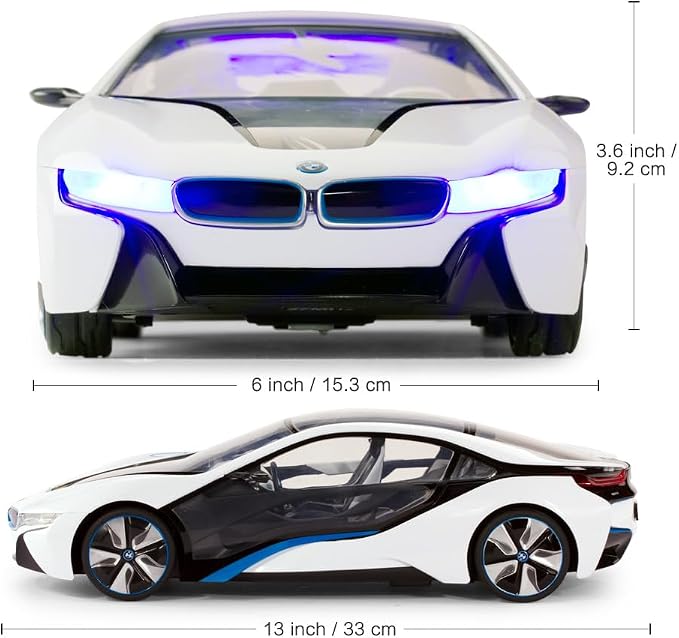 RASTAR BMW Toy Car, RC Cars 1/14 BMW i8 Remote Control Car for Kids, Interior Lights, White 2.4G