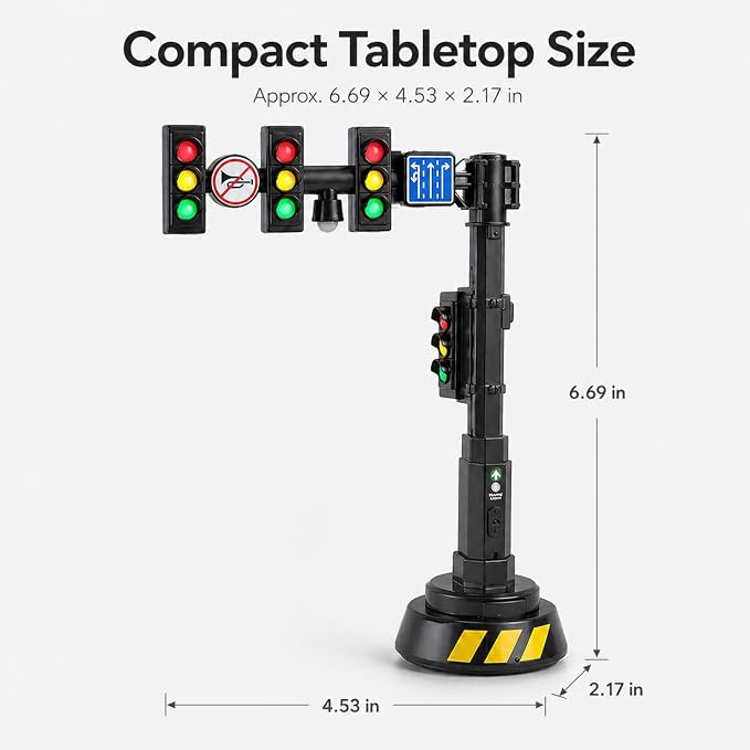 jarbins Stoplight Toy with Sounds, Red Yellow Green Light Learning Toy for Kids Pretend Play, Mini Stop Light Toy for Road Rules Learning, Classroom Activities, Toy Car Scenes, Dollhouse Display Prop