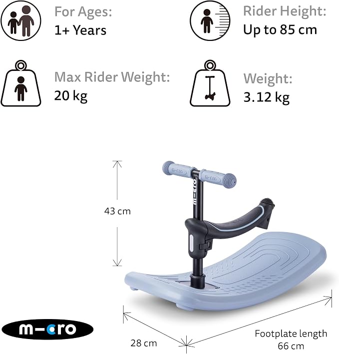 Micro Kickboard | Mini Rock & Go LED 6-in-1 Toddler Scooter & Rocker for Ages 1–6 | Convertible Ride-On, Rocker & Scooter | Motion-Activated PU LED Wheels | Adjustable T-Bar | Swiss Design