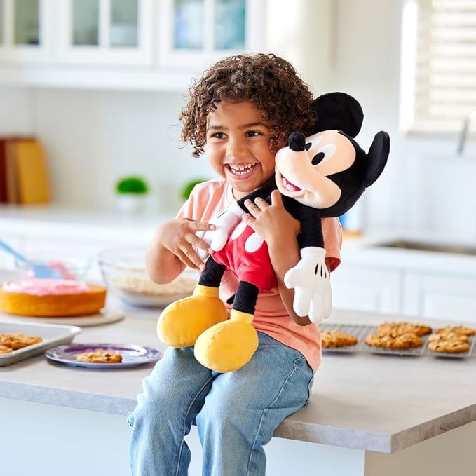 Disney Store Official Mickey Mouse Medium Soft Toy for Kids, Cuddly Character with Fuzzy Texture and Embroidered Details, Soft Tail, Disney Plushy Suitable for All Ages