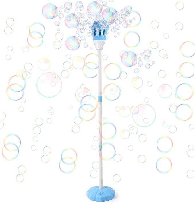 Palksky Bubble Machine with Lights for Outdoor, Automatic Bubbles Blower Maker for Kids Toddlers, Height 47 Inches Battery Bubbles Blower Machine for Wedding Birthday Party