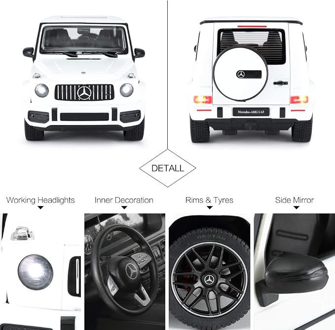 RASTAR Off-Road Remote Control Car, 1:14 Mercedes-AMG G63 R/C Off-Roader Toy Car, Doors Open/Working Lights - White/2.4Ghz