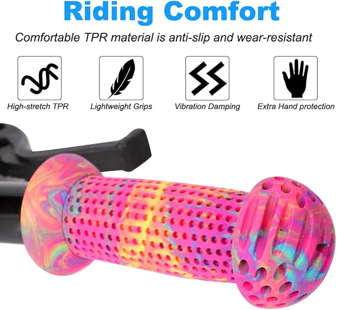 Kids Bike Grips - 105mm Bicycle Handlebar Grips With Mushroom Pattern for Bikes, Balance Bikes, and Kick Scooters