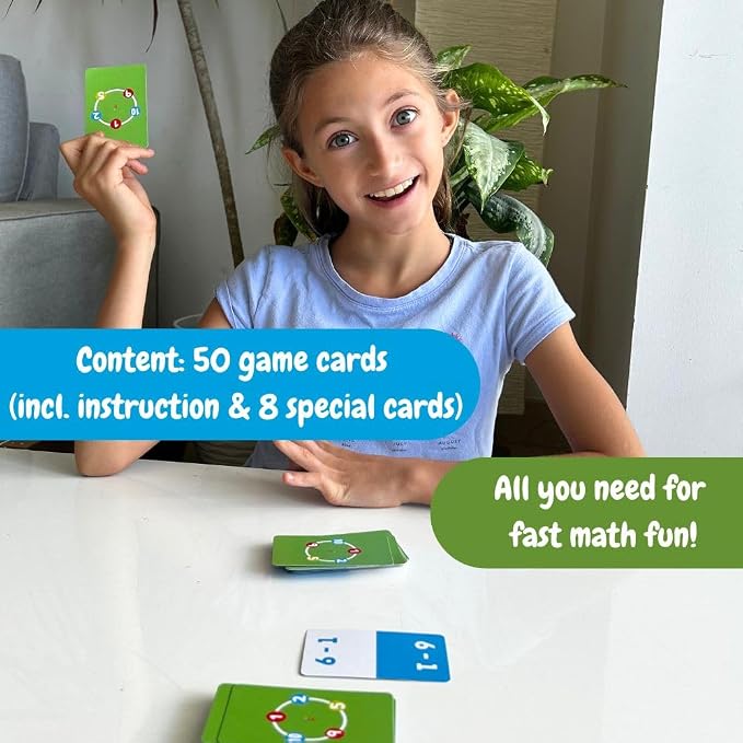 Math Card Game for Kids and Adults – Fun Speed, Math and Clap Reaction Game for 2 to 6 Players – Improve Math Skills and Quick Thinking – Learning Plus & Minus Playing – Mathomino Cards