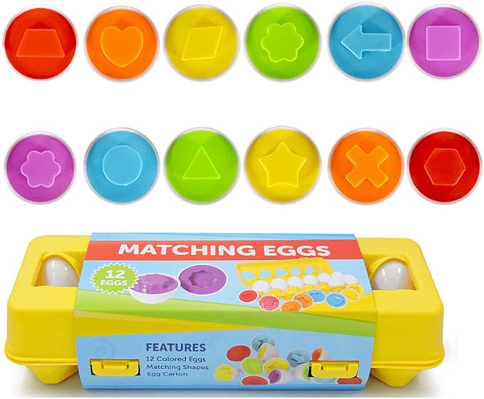 JUNBESTN Easter Matching Eggs Connect Eggs Parlour Games Toys Gifts for 2 3 Years Old Kids Toddler Baby Girls Boys Shape Color