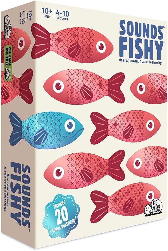 Sounds Fishy | Amazon Exclusive Edition | Bluffing & Trivia Party Game for Kids, Teens & Adults | Fun Family Game for 3-8 Players | Includes 20 Exclusive Bonus Questions | Age 10+| Big Potato