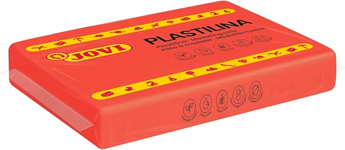 Jovi Modeling Clay, 3 Pounds Total, 4 Non-Drying Bars, 0.77 lb Each, Arts and Crafts, Non-Toxic and Gluten Free plasticine (Red)