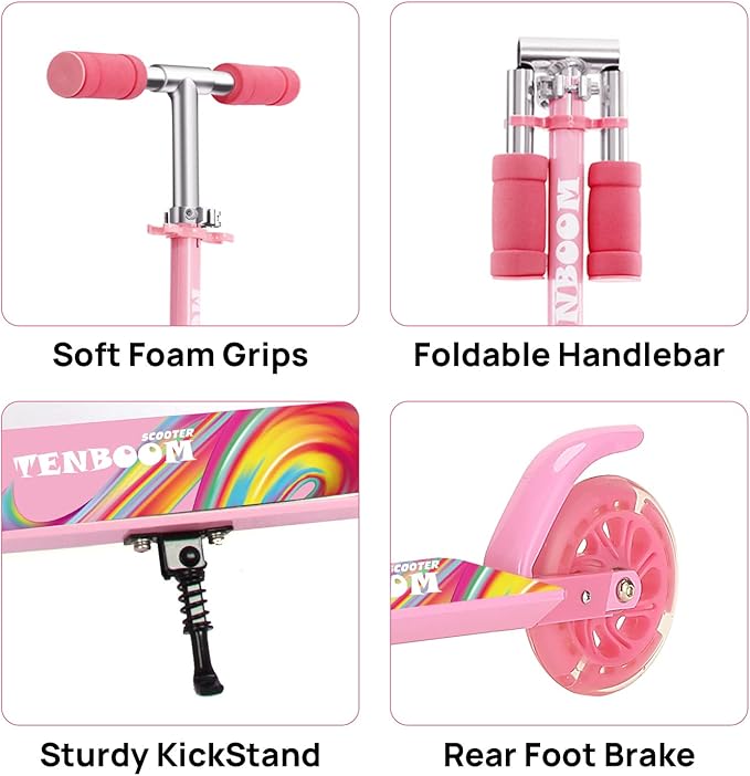 Scooter Toys for Kids Ages 6-12/3-5, Christmas Birthday Gifts for Girls Boys, Easy Folding Kids Scooter with 3 Levels Adjustable Handlebar