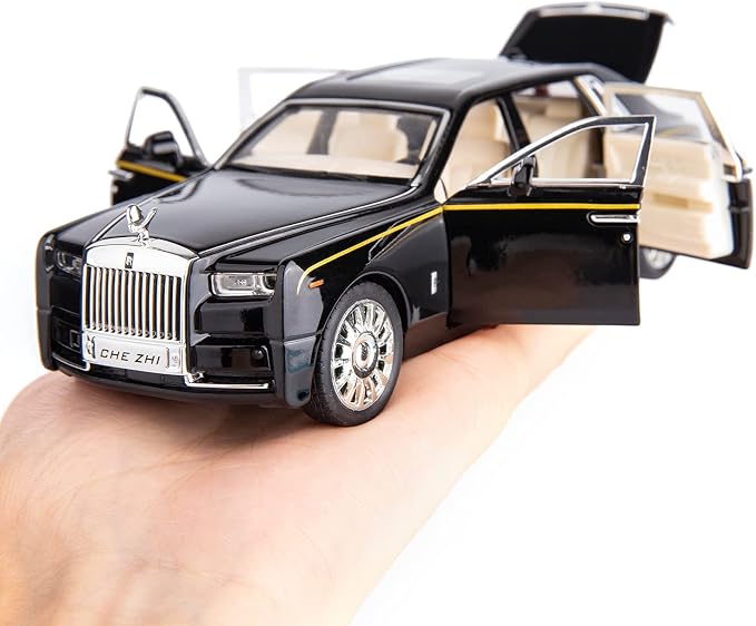 BDTCTK 1/32 Rolls-Royce Phantom Model Car,Zinc Alloy Pull Back Toy car with Sound and Light for Kids Boy Girl Gift (Black)