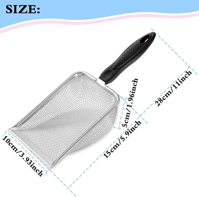 Beach Mesh Shovel, Shark Tooth Sifter Dipper for Shell Collecting, Kids Filter Sand Scooper for Picking Up Shells - Beach Snow Toys for Kids (Black)