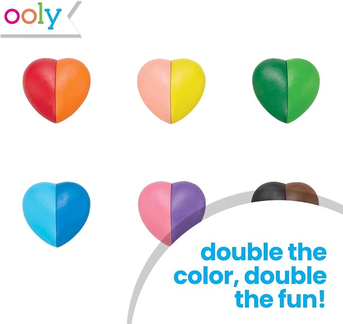 Ooly I Heart Art Erasable Crayons, Twistable Kids Coloring Kit, 12 Bright Colors, Gifts for Kids