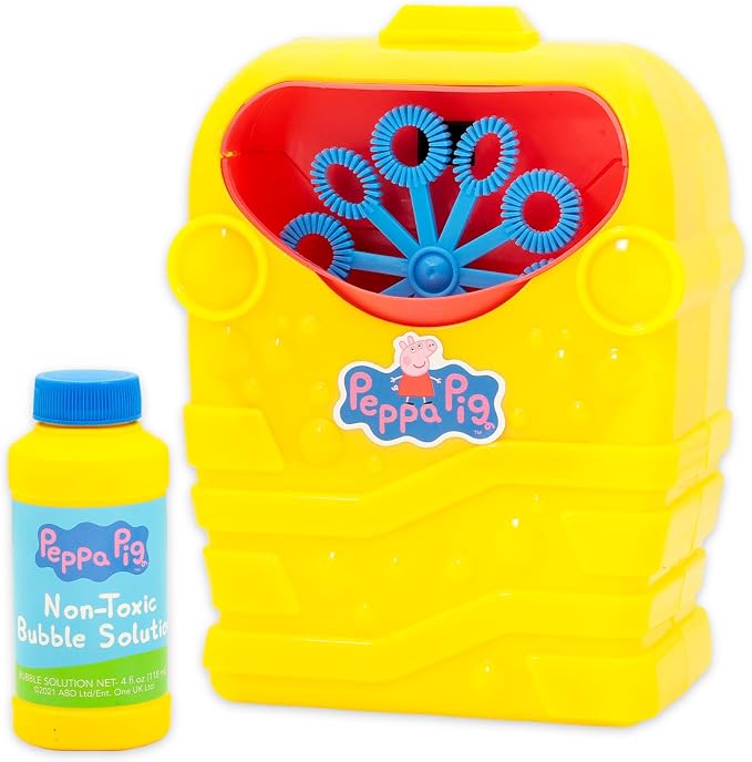 Peppa Pig Bubble Machine for Kids - Bundle with Bubble Maker Blowing Machine Plus Stickers, More | Peppa Pig Outdoor Playset for Girls