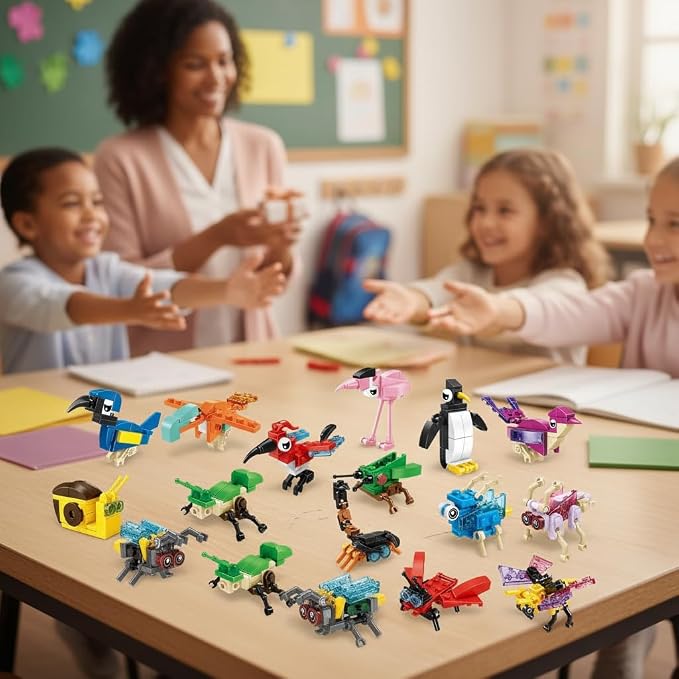 BRICHBROW 24 Pack Animal Building Blocks - Kids Party Favors Ages 6-12, Educational STEM Construction Toys for Birthday Parties, Classroom Incentives, Goodie Bag Fillers & Stocking Stuffers