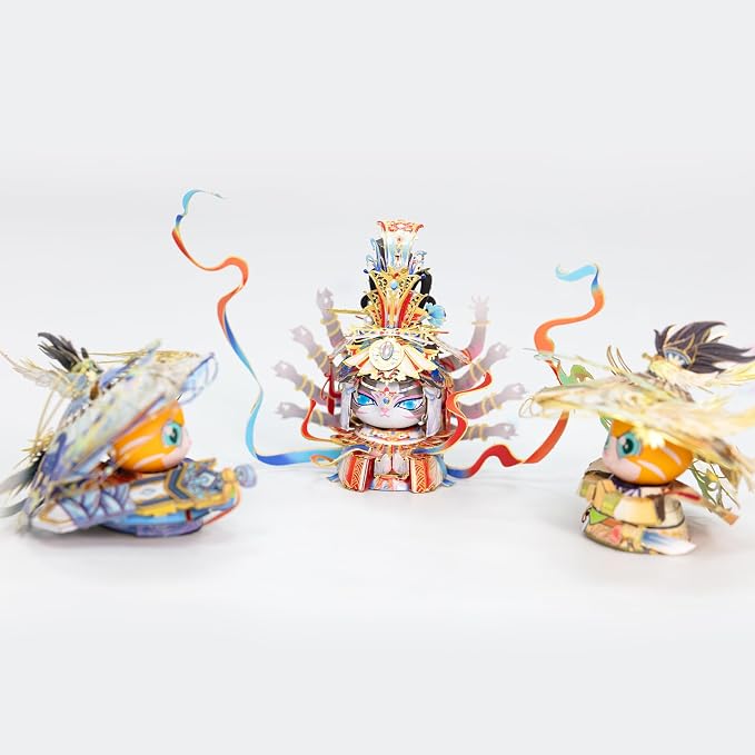 MU 3D Metal Puzzles Assembling Buddhist Kwan Yin Statue Kitty Cat Figures, Zen Gift Cultural Relic Replicas The Flying Apsaras Metal Model Kits Building, Hobby Collectables Presents Home Desk Decor