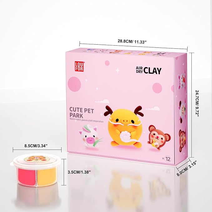LOUFOR Air Dry Clay Kits - Modeling Clay for Kids, Ultra Light & Soft, Safe & Non-Toxic, 12 Boxes DIY Model Magic Clay with Sculpting Tools & Tutorials, Creatible Art Crafts Toys Gifts Boys Girls