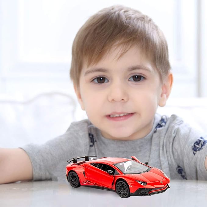 TGRCM-CZ 1/36 Scale Lamborghini Aventador LP700-4 Casting Car Model, Zinc Alloy Toy Car for Kids, Pull Back Vehicles Toy Car for Toddlers Kids Boys Girls Gift (Red)