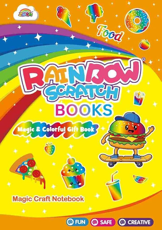 ZMLM Scratch Paper Art-Crafts Gift: 2 Pack Rainbow Notebooks Supplies Toys for 3 4 5 6 7 8 9 10 Years Old Girls and Boys Kids Easter Gifts Christmas Birthday Party Games Food