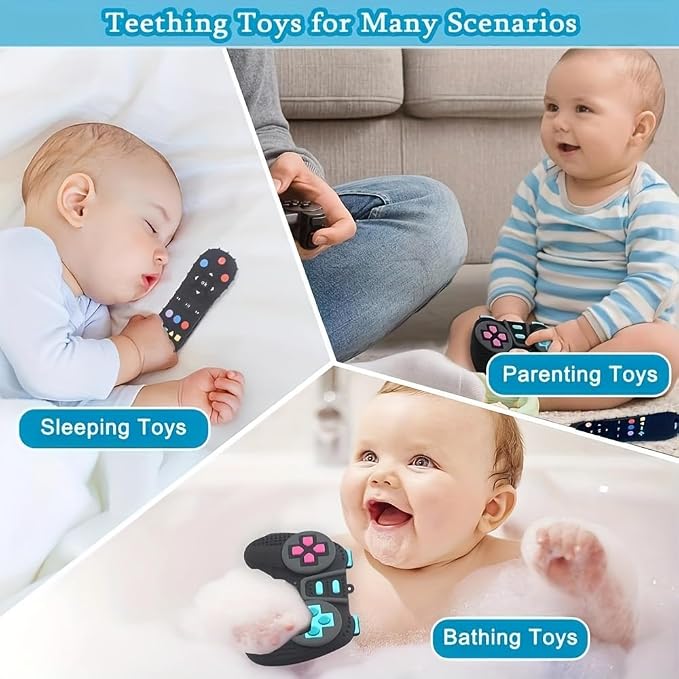 AALFA Baby Teething Toy, Soft TV Remote+Game Machine Shape Chew Set Intellectual Development Intellectual Development Educational Toy,Safe Silicone Toddler Infant (Pink (Handle+Remote Control)) | BPA-free silicone teething toys with remote control and ...
