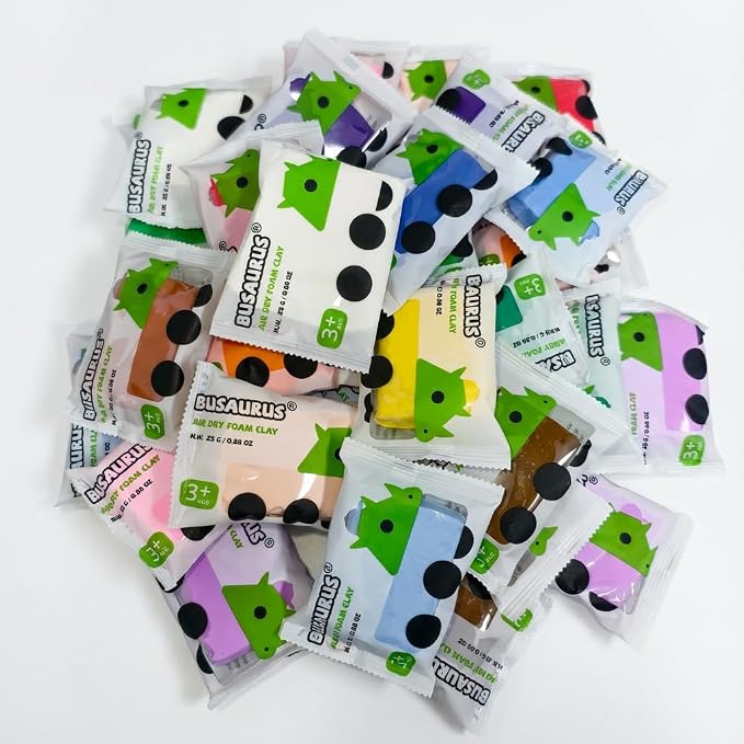 32-Pack Air Dry Foam Clay for Kids, 25g Bulk Individually Wrapped, 16 Colors Magic Modeling Clay for School Supplies, Homeschool, Party Art Projects, Teacher Classroom Must Haves