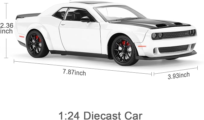 Toy Cars for Boys Age 3-12 1:24 Diecast Car Toys Metal Car Model with Light & Sound Collectable Muscle Super Cars for Kids (White)