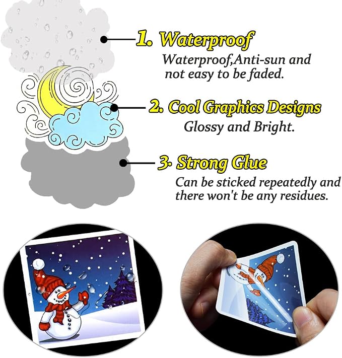 QTL Weather Stickers for Kids Students, Weather Party Supplies, Waterproof Vinyl Stickers for Water Bottles and Laptop, 50PCS