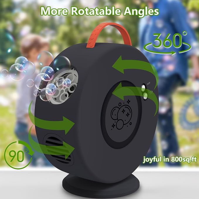 Bubble Machine for Kids Toddlers, 90° 360° Rotatable Automatic Bubble Blower 4000+ Bubbles/Min, Bubble Maker for 3 4 5 6 7 8 Year Old, Easter Christmas Birthday Outdoor Wedding Party Gifts