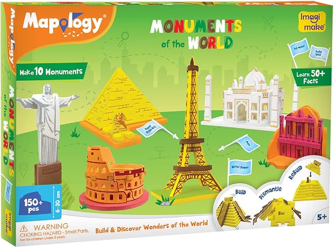 Imagimake Mapology Monuments of World | 3D Puzzles for Kids Ages 8-10 | Learning & Educational Toys for 5-7 | Puzzles for Ages 4-8 | Geography Gifts for Boys & Girls 5,6,7,8,9,10,11,12,13,14 Years Old