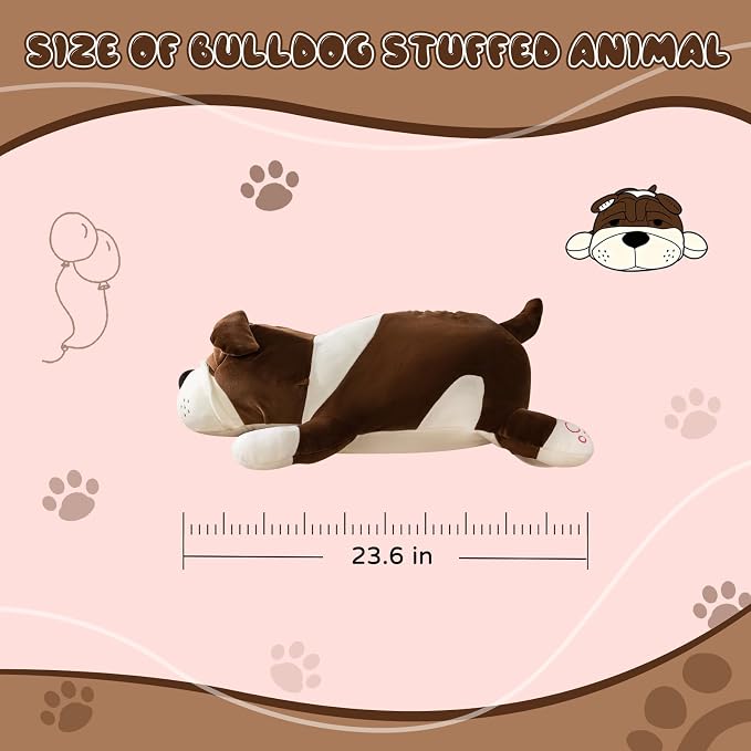 23.6 Inch Large Brown Dog Plush Pillow – Soft Cuddly Stuffed Puppy Toy,Fluffy Plush for Kids,Boys & Girls,Birthday