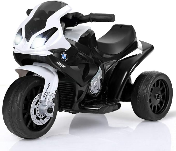 Costzon Kids Electric Ride on Motorcycle w/Headlights &Music, Pedal, Licensed BMW 6V Battery Powered 3 Wheels Motorcycle Toy for Children Boys & Girls (Black)