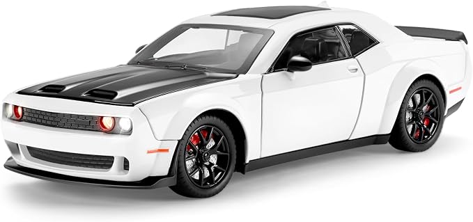 Toy Cars for Boys Age 3-12 1:24 Diecast Car Toys Metal Car Model with Light & Sound Collectable Muscle Super Cars for Kids (White)
