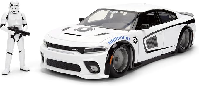 Jada Star Wars Stormtrooper with 2021 Dodge Charger SRT Hellcat Die-Cast Vehicle 1:24 Scale – Opening Parts Toys