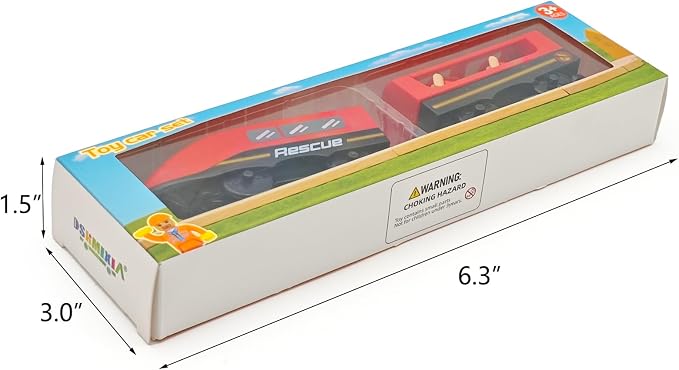 Battery Operated Police Train for Wooden Train Tracks with Figures Kids Magnetic Wooden Trains Set for Toddlers Boys 3-5 4-8 (Without Battery and Tracks) (red)