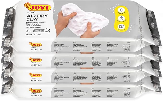 Jovi - Air Dry Clay, Set of 4 Units, 2.2lb Each, Total of 8.8lb, White | No Oven Needed, Pottery Clay for Arts and Crafts Projects - Bulk Buy