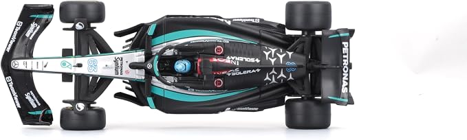 Bburago 1:43 Scale 2024 Formula Race Mercedes W15 Diecast Vehicle with Helmet, Russell #63