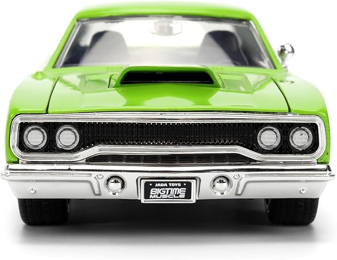 Jada Toys Bigtime Muscle 1:24 1970 Plymouth Road Runner Die-cast Car – Opening Doors, Hood, Trunk, Rubber Tires(Glossy Green)