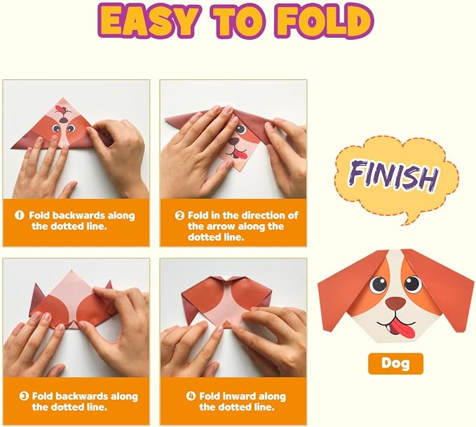 Pigipigi Kids Craft Origami Paper Kit for Kids Ages 5-8 8-12, with Guiding Book, 230 Sheets DIY Art and Crafts Supplies, Colorful Folding Papers Set Projects Gifts Activity for Boy Girl Toys(Cartoon)