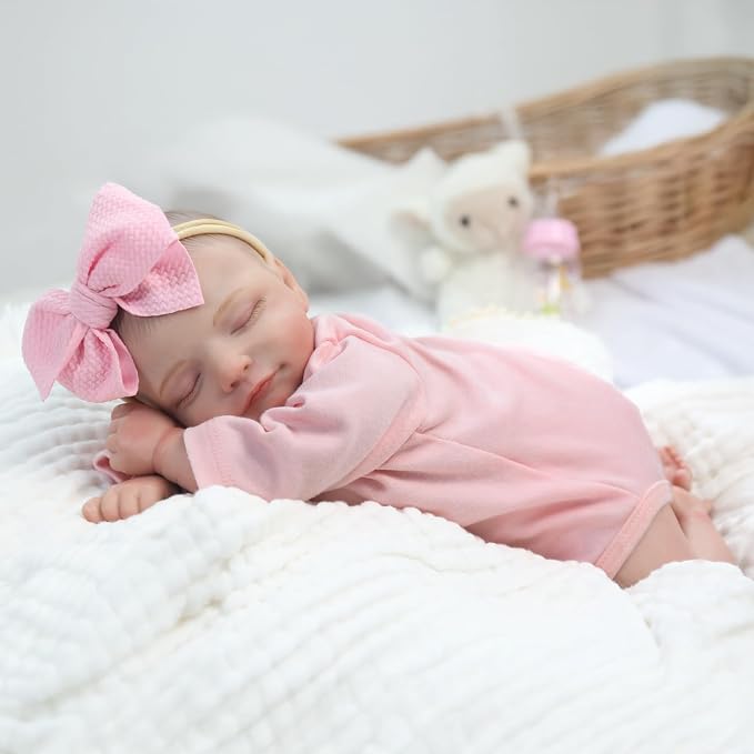Kaydora Realistic Reborn Baby Doll Girl, 18 Inch Lifelike Newborn Doll with Soft Vinyl and Cloth Body, Real Baby Doll with Accessories, Gift for Kids Age 3+