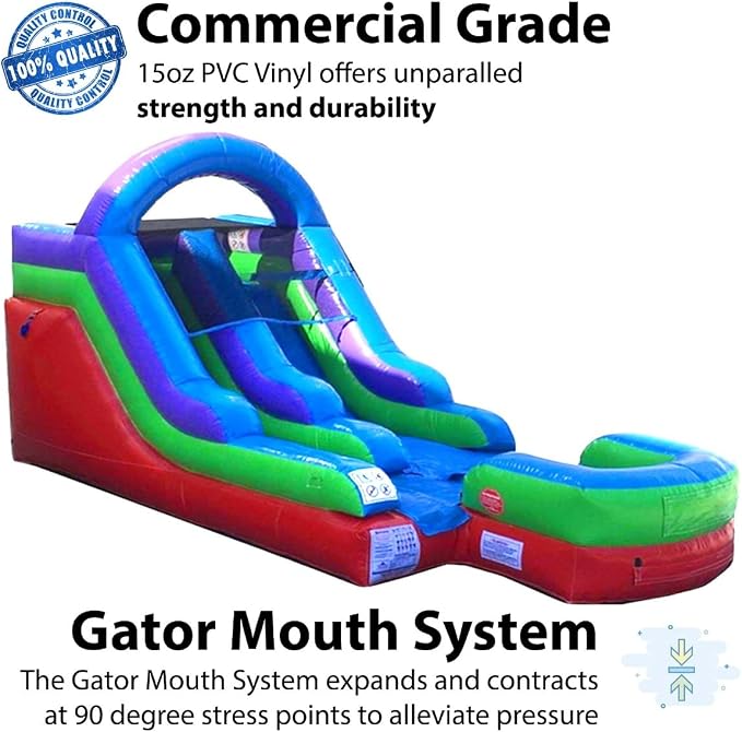 TentandTable Inflatable Water Slide for Kids and Adults, Commercial Grade Giant Blow Up Backyard Water Fun, Includes Electric Air Blower, 23' L x 9' W x 12' H, Retro Rainbow