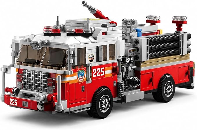 Ladder Fire Truck Building Set, Compatible with Lego City Fire Engine Toy with Detachable Telescopic Ladder & Rotatable Water Gun, STEM Educational Rescue Vehicle Gift for Boys Kids Age 8+(1052PCS)
