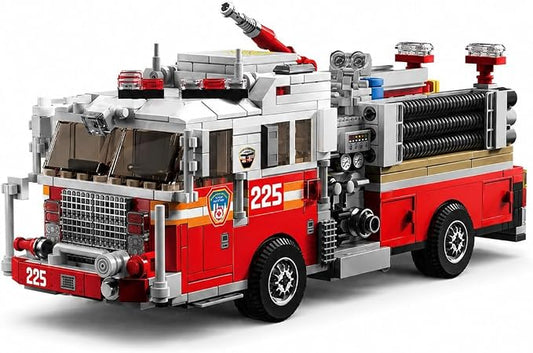 Ladder Fire Truck Building Set, Compatible with Lego City Fire Engine Toy with Detachable Telescopic Ladder & Rotatable Water Gun, STEM Educational Rescue Vehicle Gift for Boys Kids Age 8+(1052PCS)