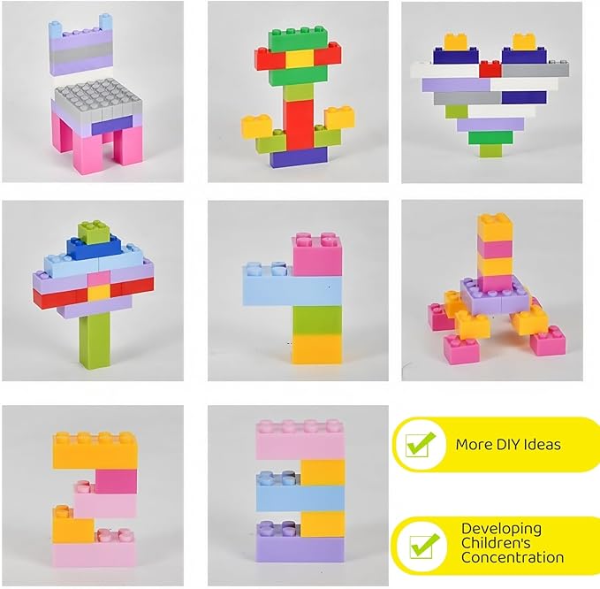 Bulk Building Bricks, Compatible with Lego and All Brands, 8 Sizes and A Variety of Colors to Mix and Match，Random Color (120, Mixed Colors)