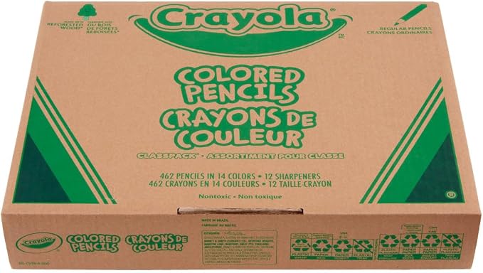 Crayola Colored Pencil Classpack (462ct), Teacher Appreciation Gifts, Classroom Must Haves, School Supplies, Bulk Colored Pencils, 14 Assorted Colors, Ages 3+